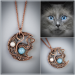 Aquamarine and moonstone cat necklace