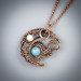 Aquamarine and moonstone cat necklace